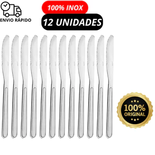 Jogo de Faca Conjunto com 12 Peças de Aço Inox 21cm Faca de Mesa/Restaurante/Buffet