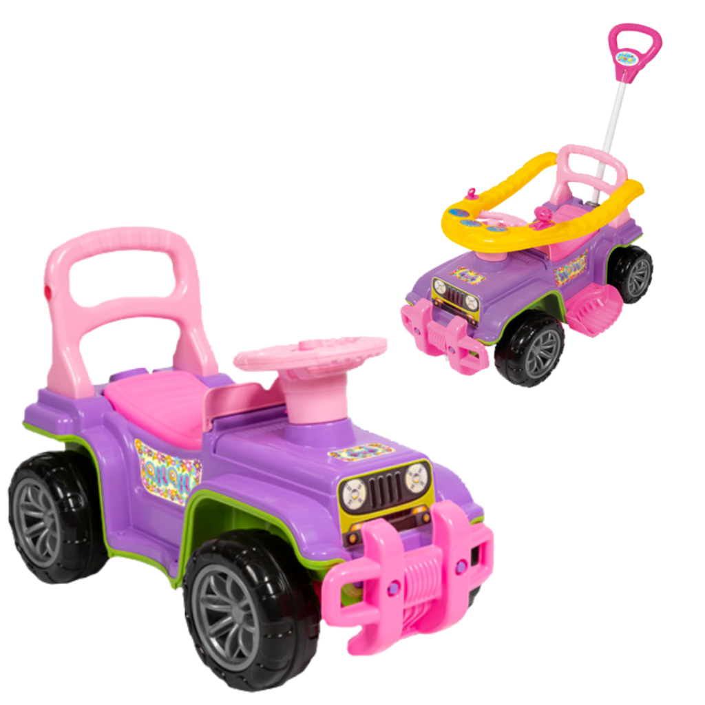 Carrinho Jipe De Menina Para Passeio Infantil Com Pedal e Haste de Guia ...