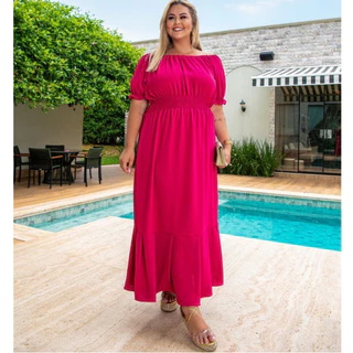 Vestido Plus Size Curve Longo Ciganinha