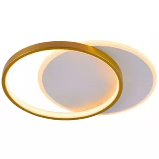 Luminária Plafon De Teto Minimalista com 2 Anéis Preto ou Dourado Lustre Bivolt Decoração LED luz