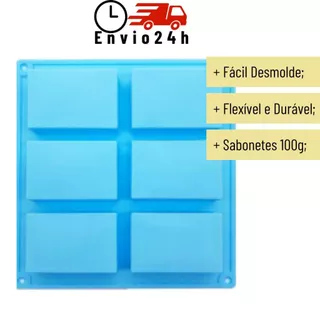 Forma Quadrada 6 cavidades Molde Silicone Sabonetes / Bolos Geléias Mousses