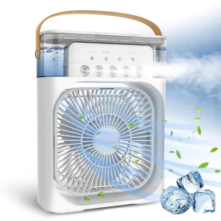 Mini Ventilador Umidificador Climatizador Ar Água Led USB Portátil Recarregável