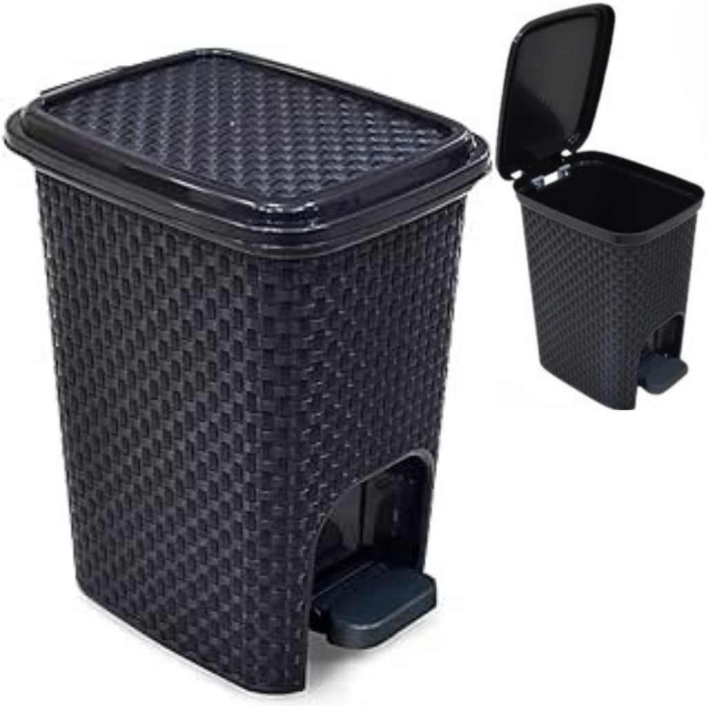 Lixeira Escritorio Cozinha Banheiro Quarto Bebê Com Pedal 7 L Plastica Lisa