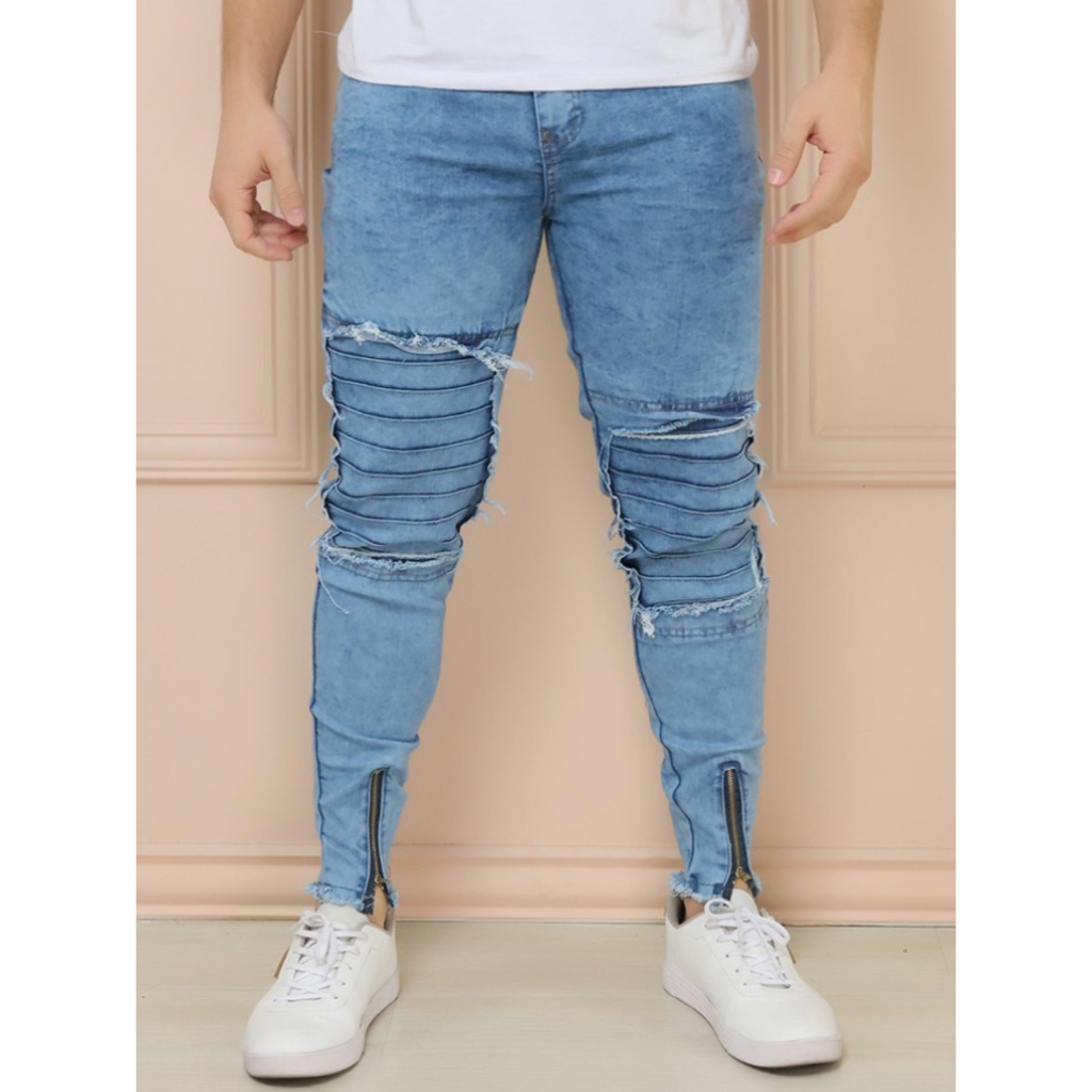 Na Perna CalÃ§a Jeans Ziper Barra Calça Jeans Perna Com Zíper