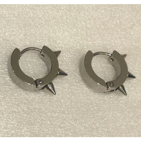 Tappi Orecchie Orecchini A Clip Creoli In Acciaio Inox - Punte Per Stile Gothic Punk, Colori Argento/nero/oro/blu Orecchini Metallo Colorati - Foto 4