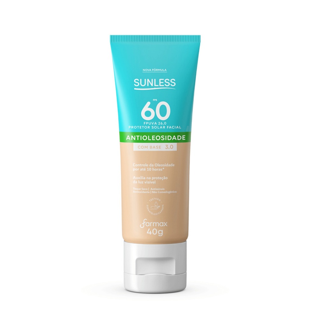 Sunless Protetor facial 60fps com base (3.0). 40g Lançamento!