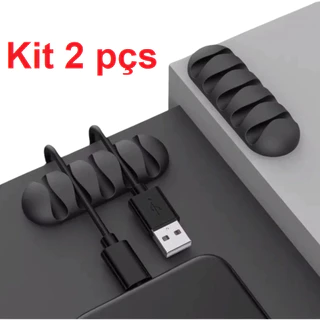 Kit 2 Organizador de Cabos e Fios em Silicone Flexivel para 5 cabos