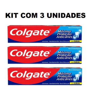 Creme Dental Colgate Máxima Proteção Anticáries 180g Kit Com 3 unidades
