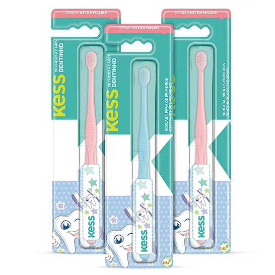 Escova Dentes Infantil Bebês Primeiros Dentinhos Rosa e Azul | Shopee ...