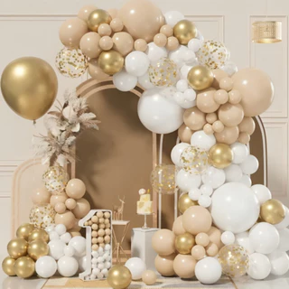 Kit 140 Baloes Areia da Praia Arco Desconstruido Festa Bexiga Transparente Confeite Dourado Dourado Metalizado+Fita 8" 9" 6" Polegadas Balão Bexiga Para Decoração De Festa e Aniversario