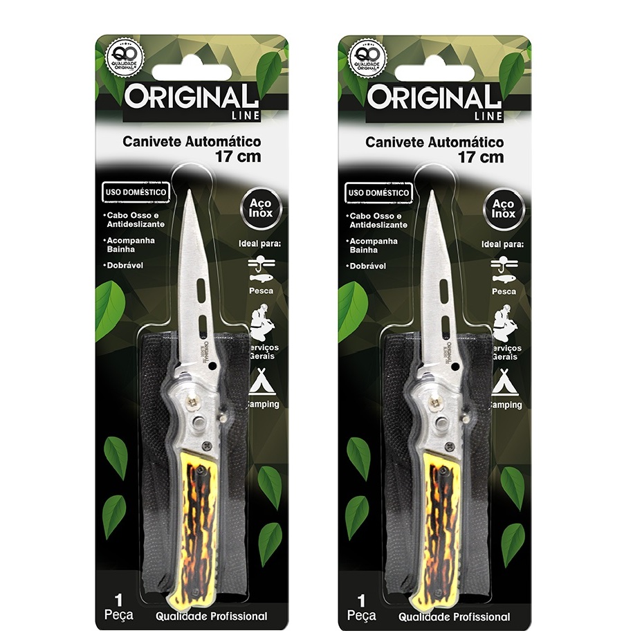 Faca Esportiva Automática 14,5cm Cabo Osso Pesca Caça Camping | Shopee ...