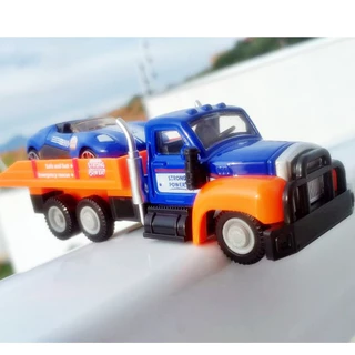 Miniatura de caminhão rebocador diecast metal e plástico. Vem com 01 caminhão 16cm e 01 carrinho 6,5 cm