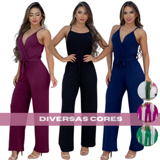 Macacão longo feminino soltinho macacao para casamento moda cristã evangelica