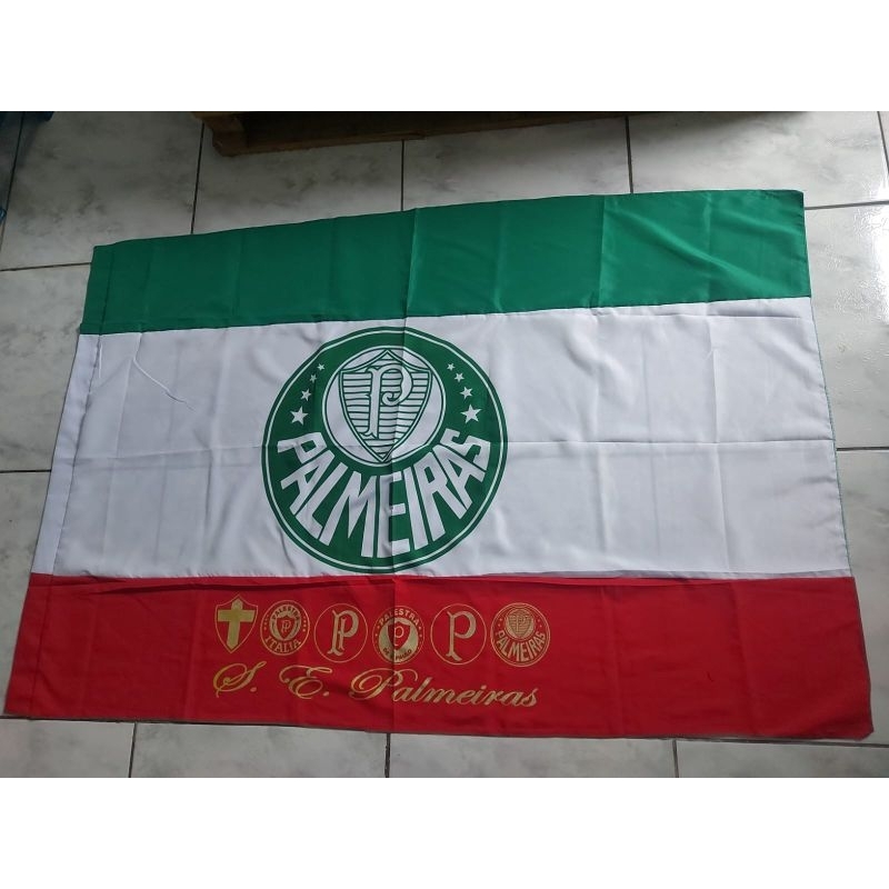 BANDEIRA PALMEIRAS VERDE BRANCO E VERMELHO LETRAS DOURADAS