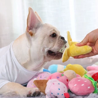 Mordedor Brinquedo Para Cachorros e Gatos Pets Dog Pelucia Com Apito banana