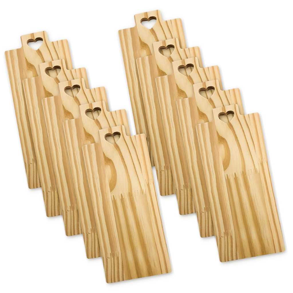 Kit 10 Tábua De Corte Para Servir Frios Petisqueira Madeira Pinus Mesa Posta 30x13