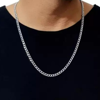 Corrente Cordão Masculino Grumet Aço Inoxidável Prateado 60cm - 4mm