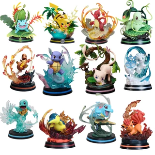 CAOF Bonecos Pokemon Diorama Pikachu Squirtle Charmander Bulbassauro Mew - Custom Arts