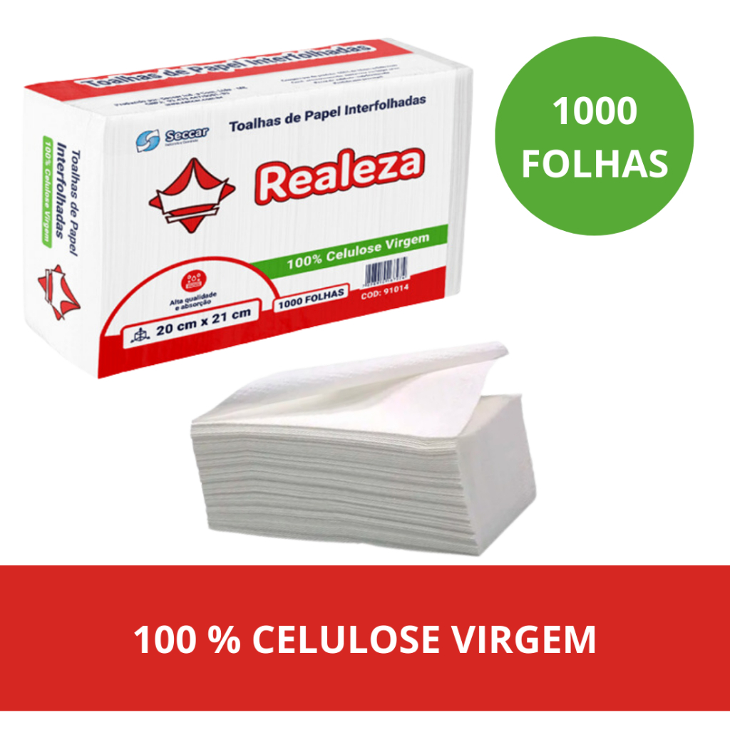 Papel Toalha 1.000 Folhas 20 x 21 Interfolhada Seccar Realeza Alta ...