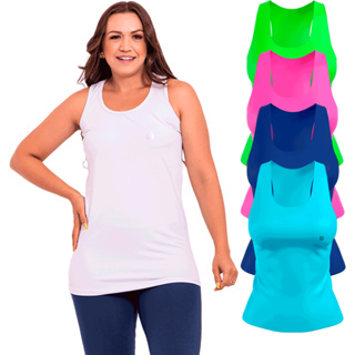 Kit 2 Camisetas Regatas Feminina Longa Tapa Bumbum Uv+ Dry