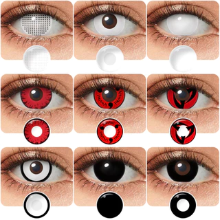 Pseyeche Lentes De Contato Branco/Preto/Vermelho Cosplay Olhos Para Halloween Festa Grandes 14,0~14,5mm Annual 1 Par