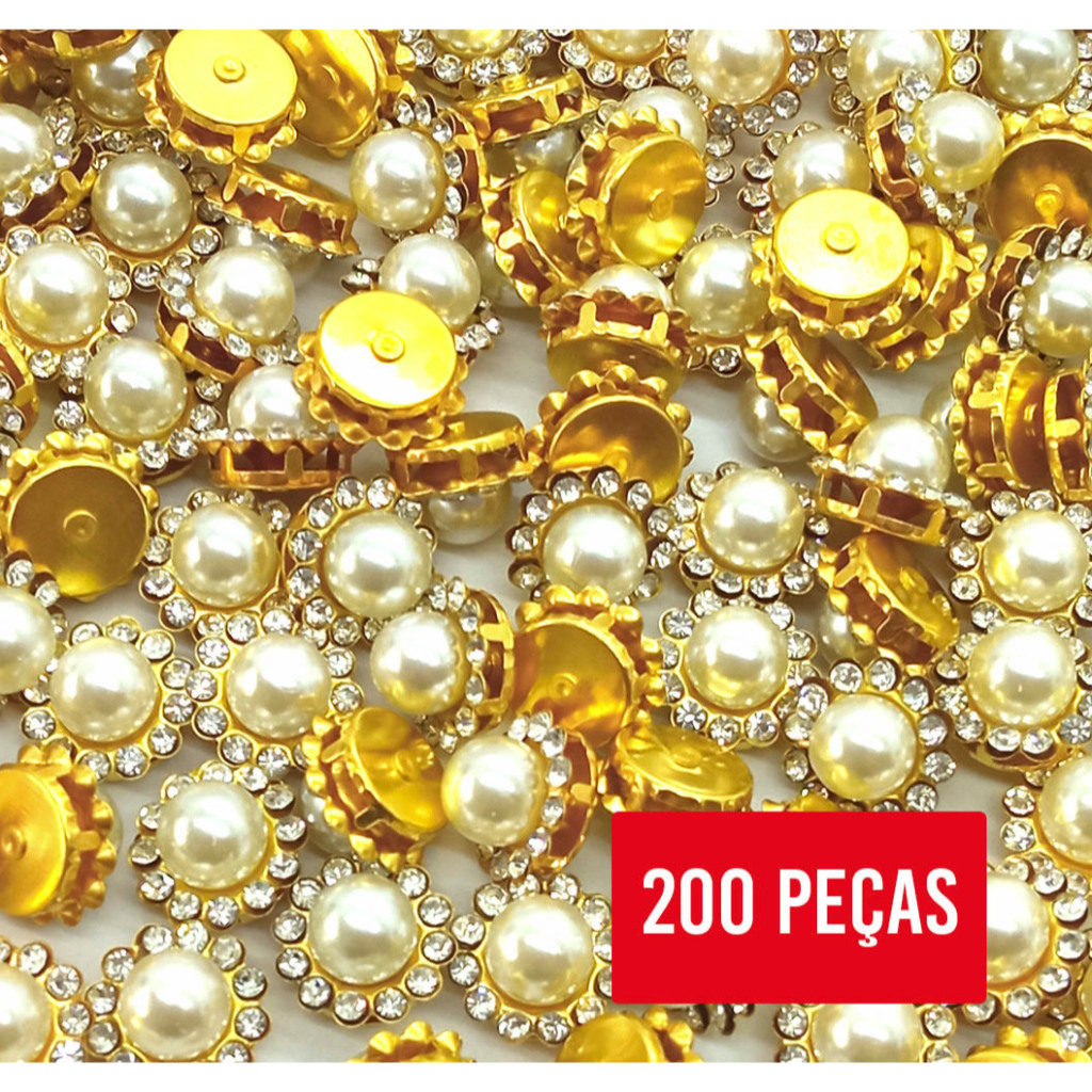 Aplique Chuva de Cristal com Pérola Pct com 200 peças Ref:2135