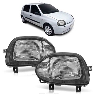 Farol Dianteiro Clio 1999 2000 2001 2002 Máscara Negra Lente Lisa Acrilico