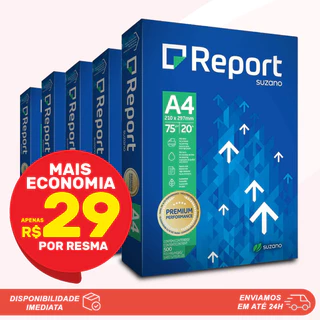 2500 Folhas Papel Sulfite A4 Report para Impressora Branco 75g 5 Resmas