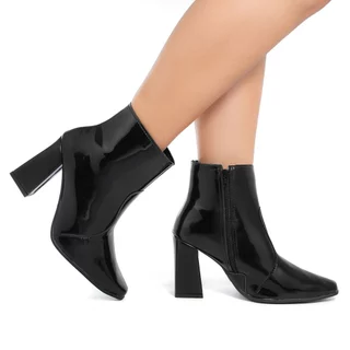 Bota Coturno Feminina Salto Alto Verniz Confortável Promoção