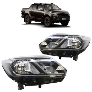 Farol Dianteiro S10 2017 2018 2019 2020 2021 2022 2023 Led Máscara Negra Lente Lisa Acrilico