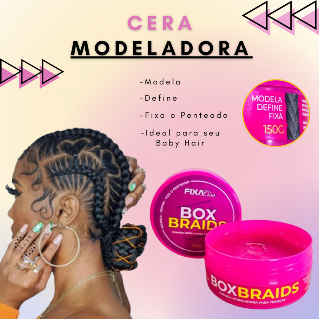 Cera Modeladora Incolor Para Tranças Box Braid e Baby Hair 150g ...