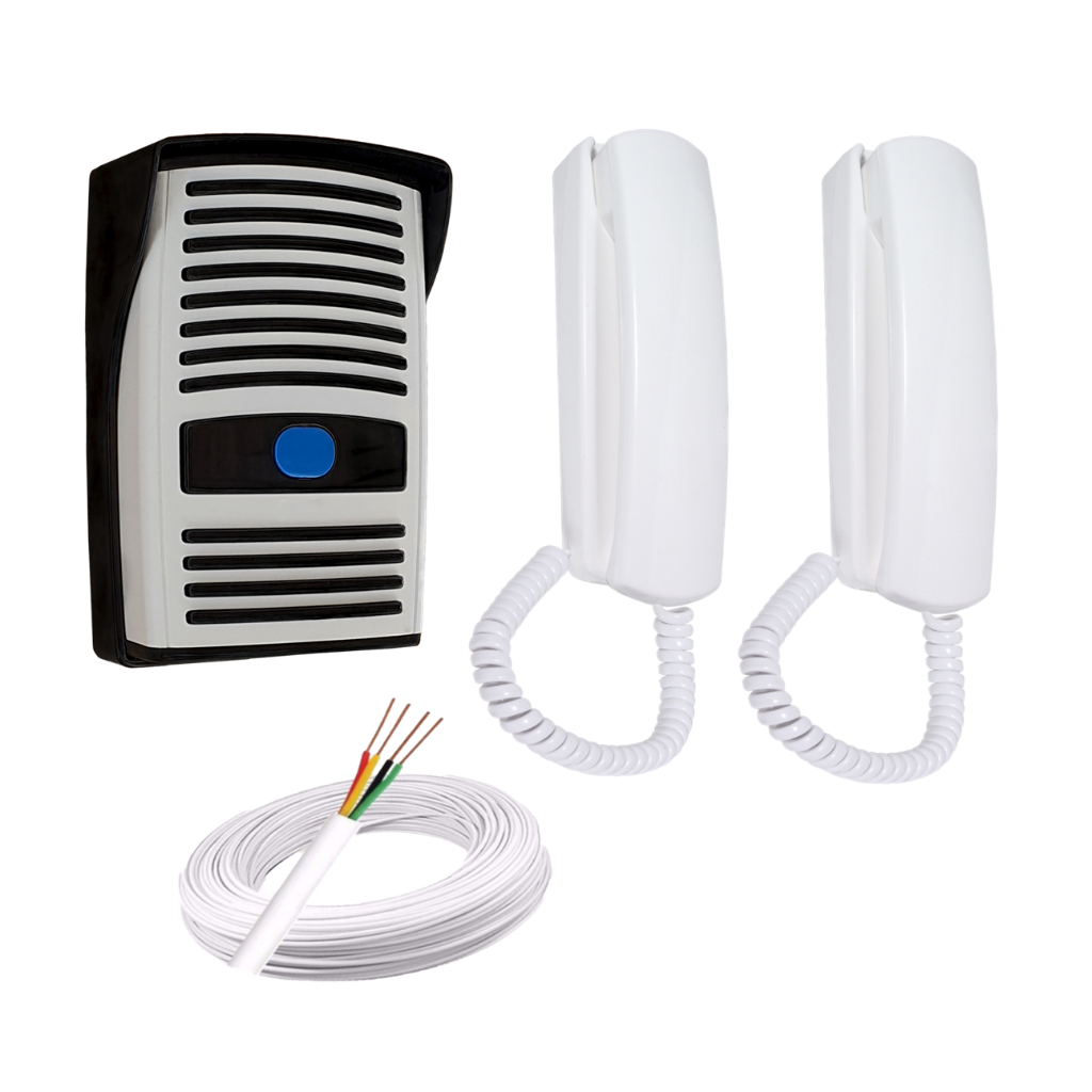 Kit Interfone Porteiro Eletrônico Campanhia Monofone + Extensão + Cabo ...