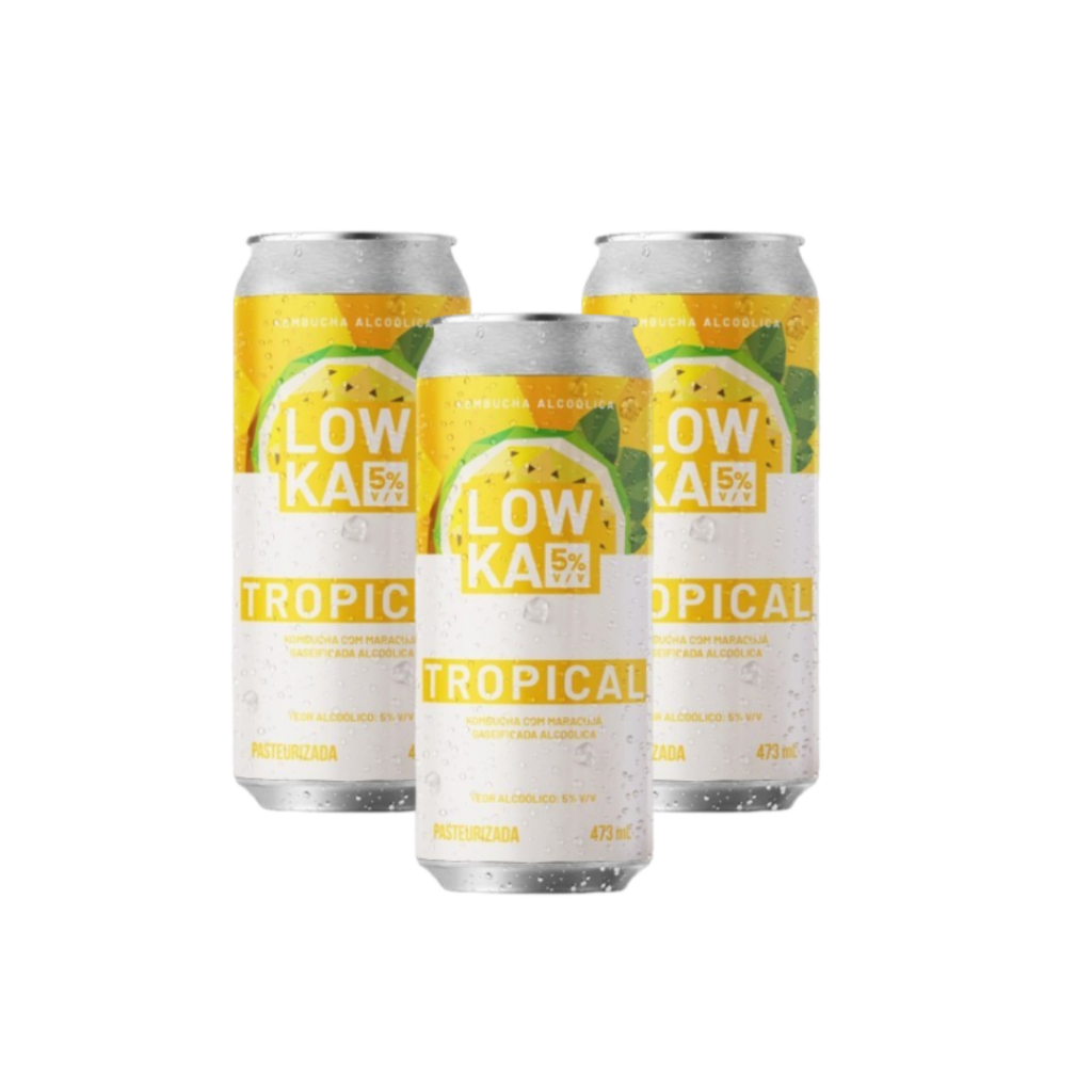 Kit c/3 Kombucha Lowka Tropical Maracujá 5%v/v 473ml sem glúten ...