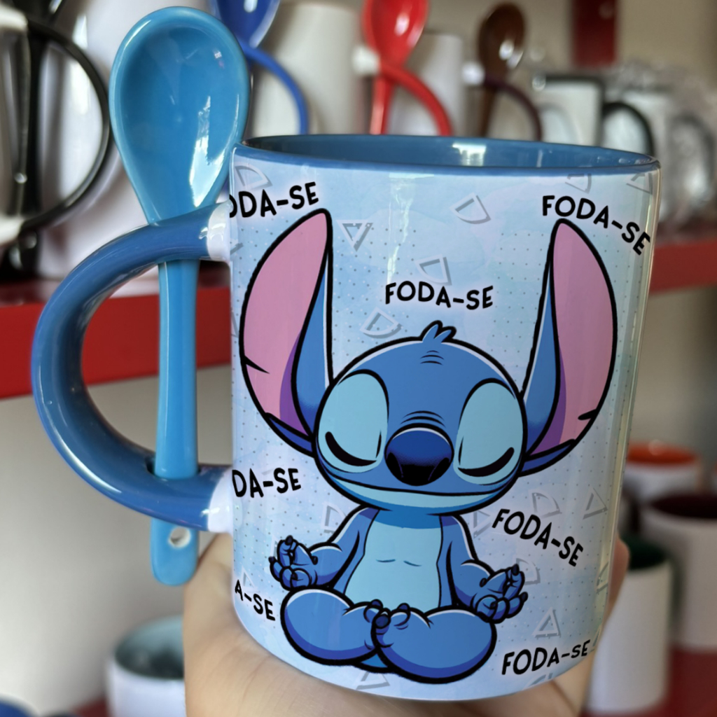 Caneca Xícara Personalizada Divertida Stitch Mal humor - Bom dia ...