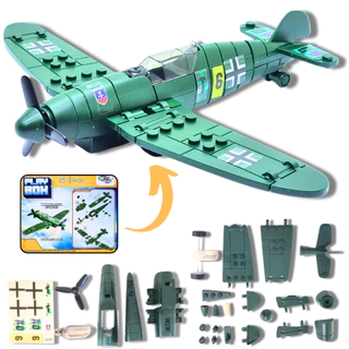 Avião Miniatura Brinquedo Montagem Peças Encaixe Tipo LEGO Militar Brinquedo Decoração Coleção