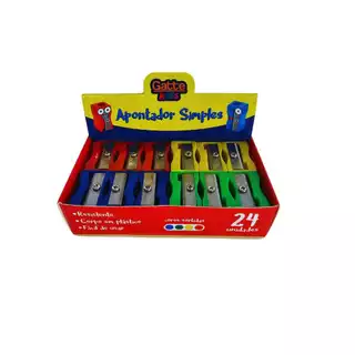 APONTADOR SIMPLES GATTE CX C/24 UNIDADES CORES SORTIDAS