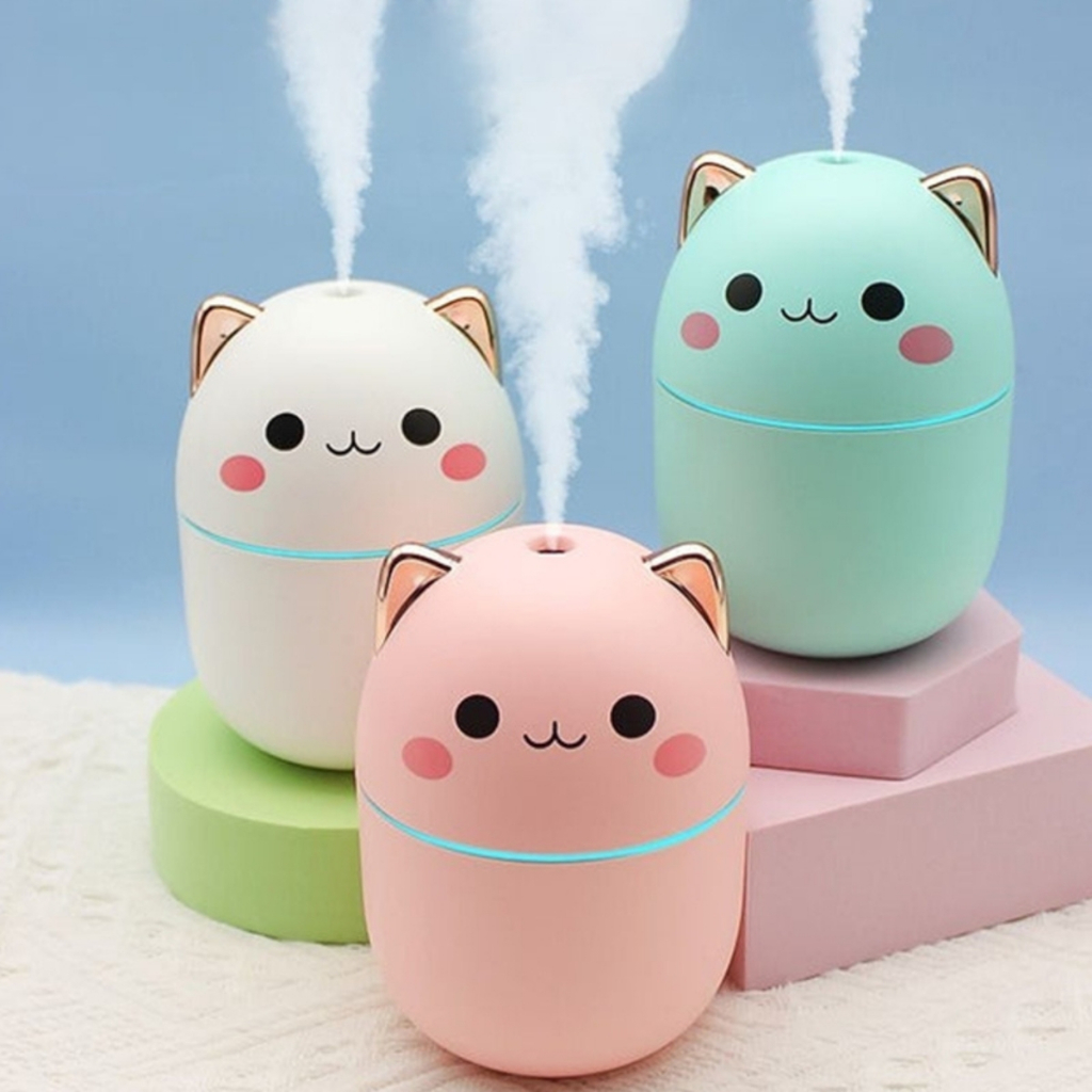 Umidificador Aromatizador De Ambientes Gatinho Portátil Purificador Lâmpada USB Com Filtro Luz Noturna