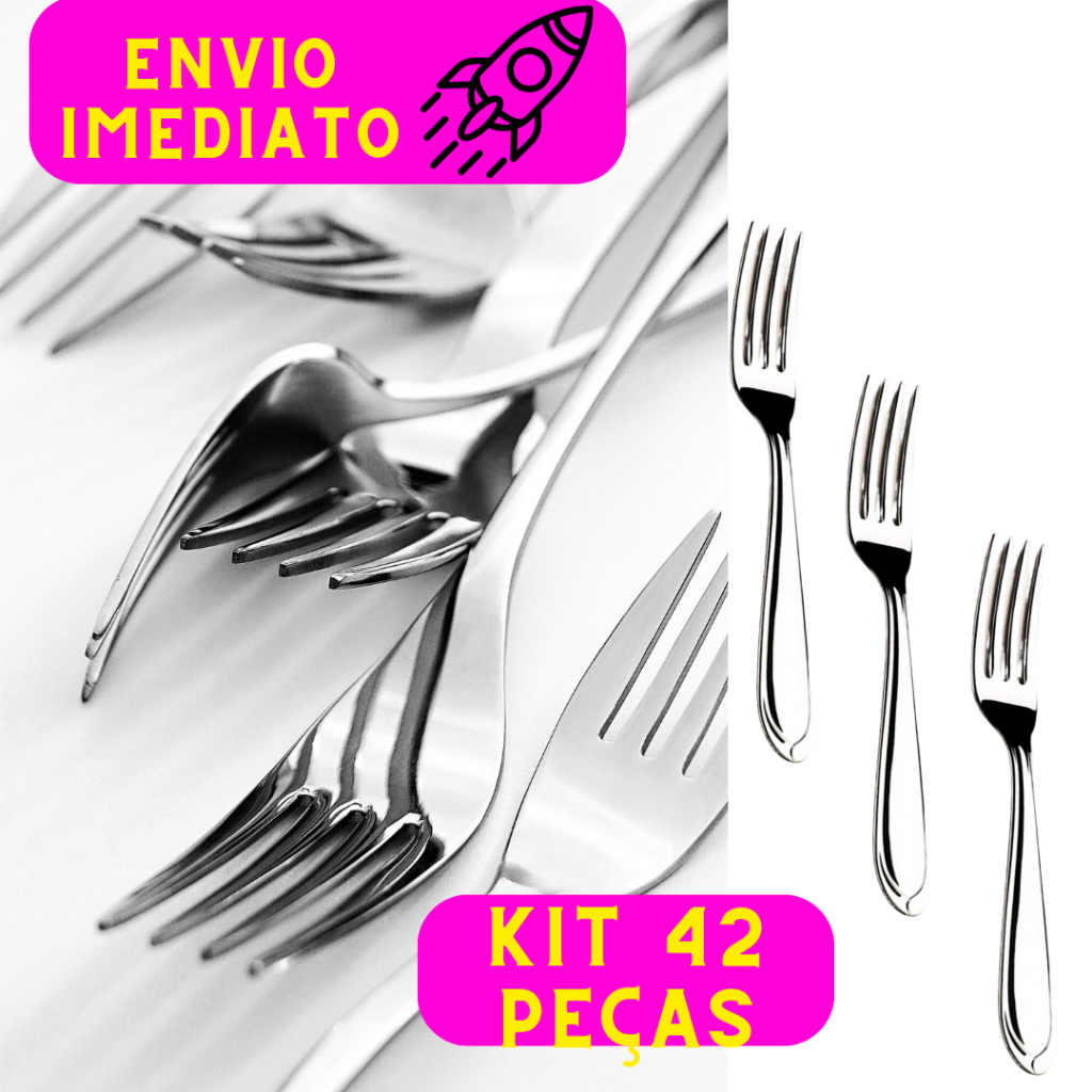 Jogo 42 Garfo de Mesa Aço Inox Talheres Utensílios de Cozinha para ...