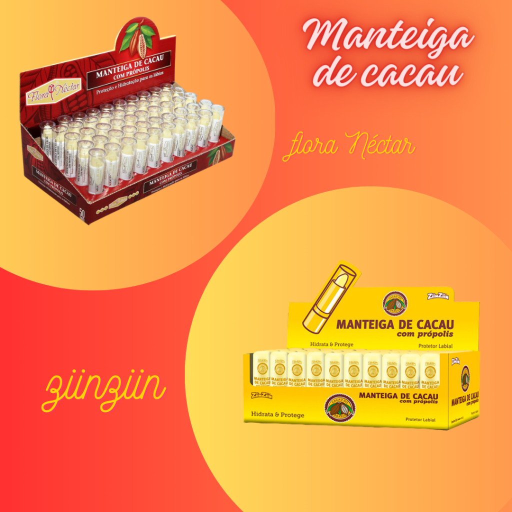 Kit 100 unidades de Manteiga De Cacau Com Propolis Flora Néctar ZiinZiin Protetor 2 caixas c/50uni