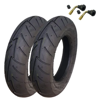 Par Pneus Maggion 350-10 - 90/90-10 Street Sport Suzuki Burgman + Bicos 90º Sem Câmara