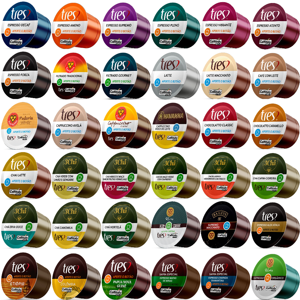 50 Capsulas Tres Coraçoes Sortidas Cremosos Chás Espressos Filtrados