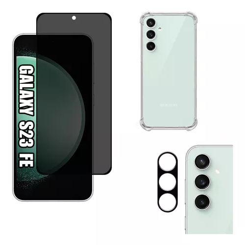 Kit Para Samsung S23 Fe Película Privacidade + Capa Capinha Anti Shock+Pelicula Camera 3D