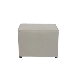 Puff Baú Bege em Corino Para Organizar Objetos e Decorar o Ambiente
