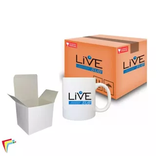12 Und - Caneca Para Sublimação Super Branca 325ml Live Aaa + CAIXINHA BRANCA