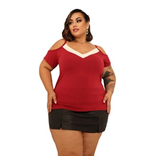 Blusa Decote V Linda Pink Plus Size - Chic e Elegante