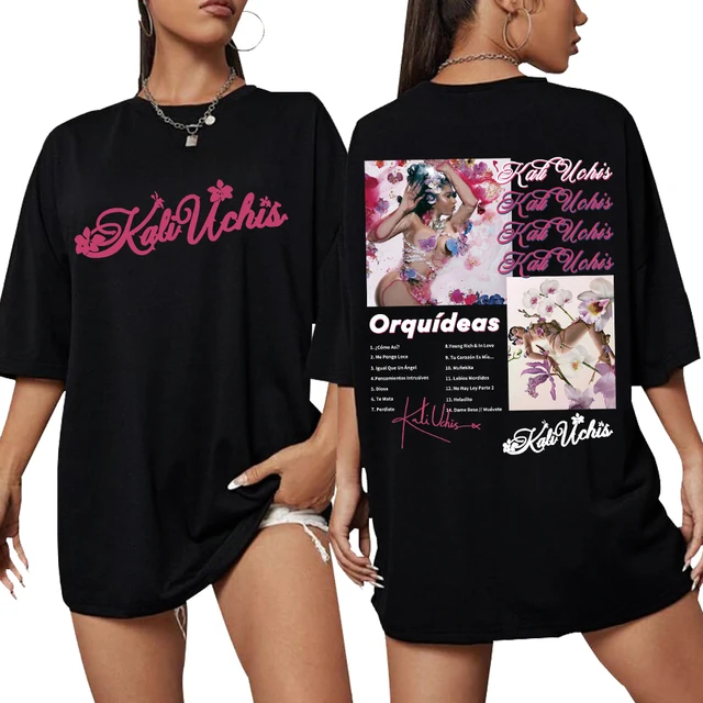 Camiseta Simples Cantora Kali Uchis T-shirt Gola Redonda Confortável De Algodão Álbum Orquídeas