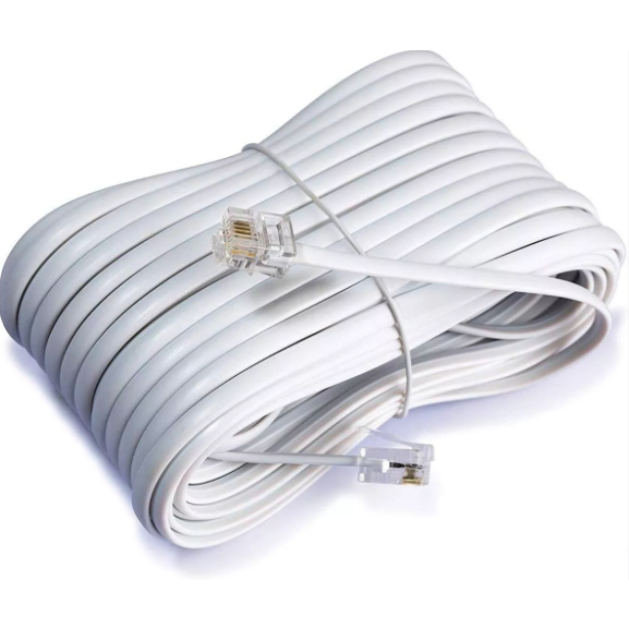 Fio Para Telefone Cabo Telefônico Rj11 Cor Branco 15 Metros