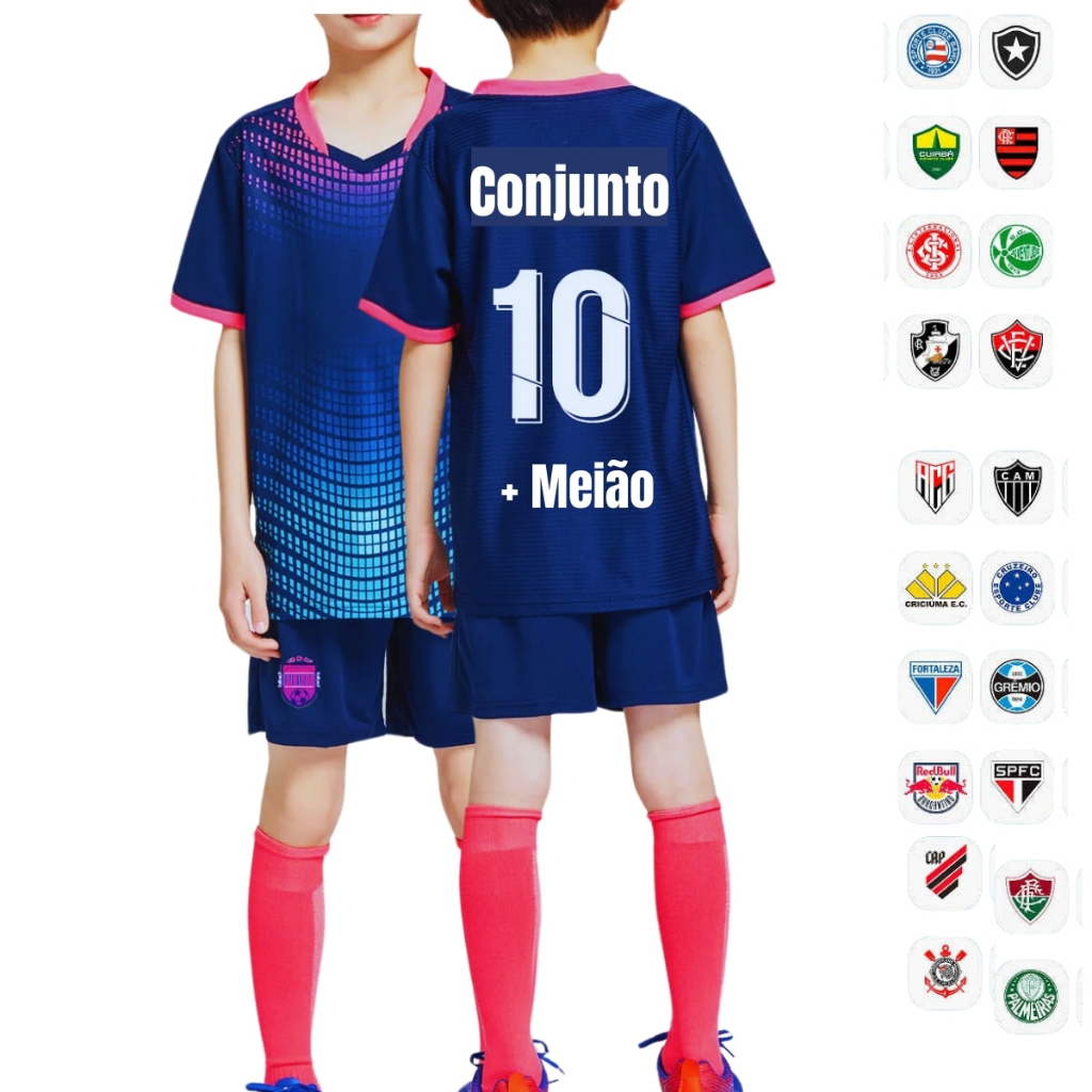 Conjunto Infantil Kit Uniforme de Futebol Camisa Short e Meião | Shopee ...