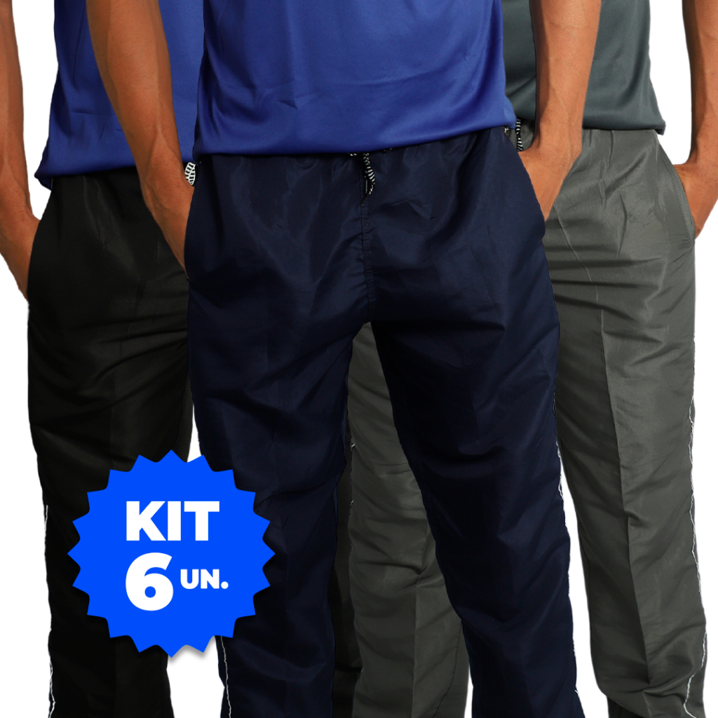 Kit com 6 Calça Tactel Masculina 3 Bolsos Costura Reforçada | Shopee Brasil