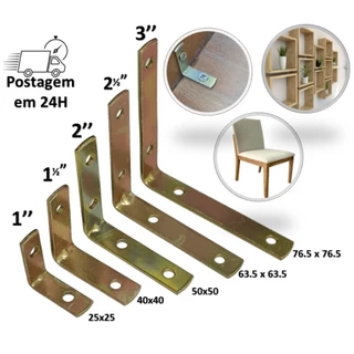Cantoneira L Reforço Moveis Bicromatizada Para Gavetas Cadeiras Mesas Móveis em Geral Incluso Parafusos de 1 a 3 polegadas